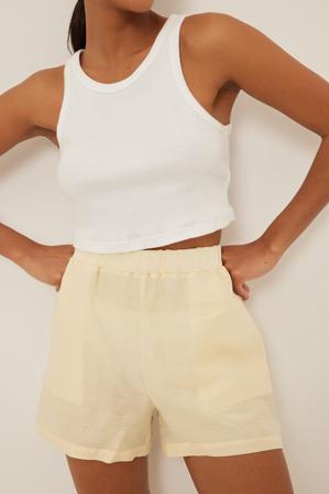 NA-KD Short à taille élastique - Short taille haute - Beige - EU 32