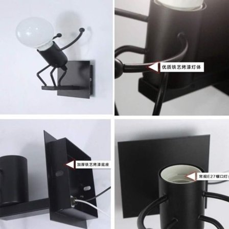 LED-vägglampa inomhus, modern vägglampa, E27 vintage metall