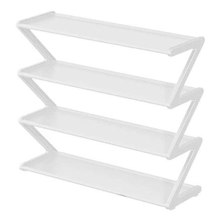 4-etagers enkelt skohylde opbevaringsreol fritstående stor kapacitet hylde til kollegium hjem hvid