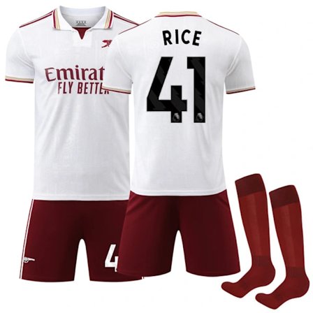 25-26 Arsenal Andra Udebanetrøje Børn Voksen Fodboldtrøje No.41 Rice No.41 Rice Voksen XS