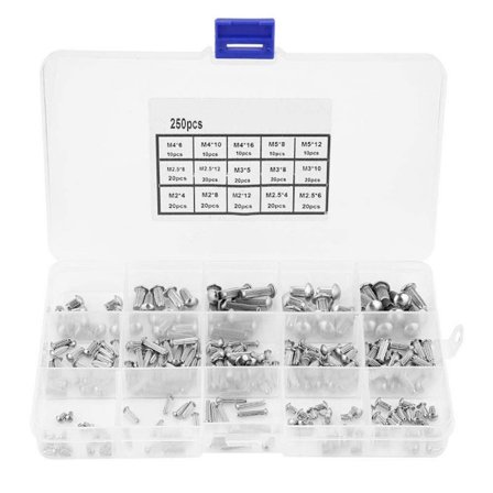 250st/Låda Solid Nitar räfflade skaft Fästelement Sortiment