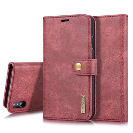 DG.MING 2-in-1 Magnet Wallet iPhone XS Max Punainen