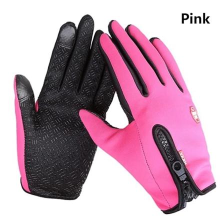 Vinter Håndske til Mænd Varme Touchscreen Sport Fiske Vandafvisende Ski Hær Cykling Snowboard Anti-Slip Lynlås Kvinder Håndske Pink XL