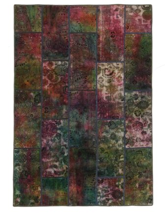 171X246 Tapis Patchwork Moderne Noir/Rouge Foncé (Laine, Perse) Carpetvista