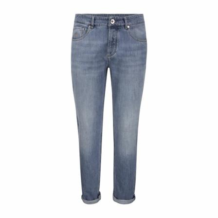 Brunello Cucinelli Five-pocket traditional fit Bukser in lightweight denim Blå, Herre Slim Fit