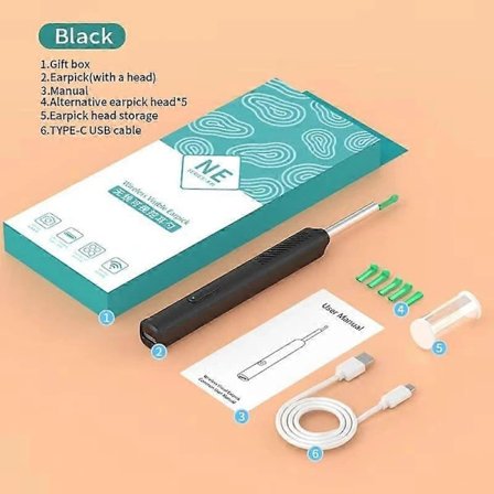 Trådlös Smart Visuell WiFi Öronrengörare Otoskop Öronpetare med LED-ljus Öronvaxborttagningsverktyg Kamera Öronendoskop Öronvaxborttagare för Andro...