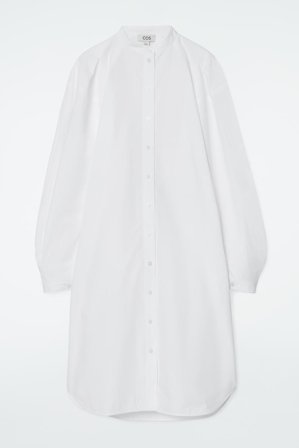 COS Femme Robe-Chemise Midi Col Officier Dress in Blanc