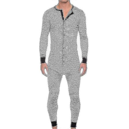 Randiga pyjamas för män, långärmad overall, sovkläder