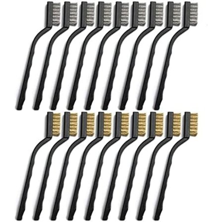 18-pakks stålbørste sett for rengjøring av sveiseslagg og rust. Buet håndtak Mursteinbørste Stålbørste for rengjøring av sveiseslagg og rust