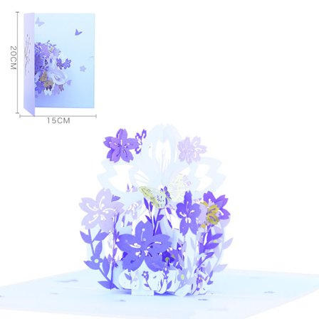 3D tredimensjonalt gratulasjonskort fargetrykk hul kirsebærblomstkurv universelt kreativt tredimensjonalt velsignelsespapirskulpturkort