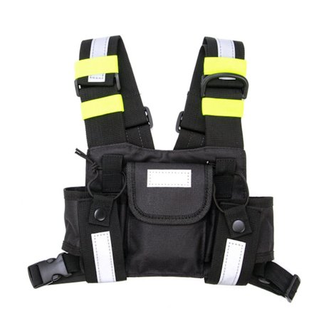 Radio Shoulder Hölster Tvåvägs Radio Reflekterande Bröstsele Hållare Väska Väst Rig Walkie Talkies Front Pack Fodral för Ca