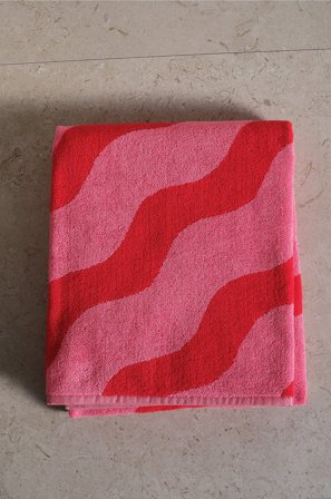 Jotex - Badelaken 90x150 Cm Rød/rosa - WAVES - Kjøp Badelaken hos Jotex