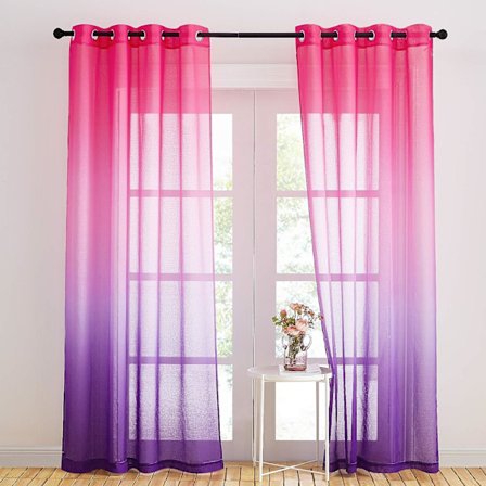 2 st transparenta gardiner med öljetter - 132*244cm