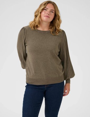 Kaffe Curve Kcloni Knit Pullover - Khaki green - S