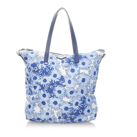 Prada Vintage, Pre-hourd printed Satchel fabric Blauw, Dames, Maat:ONE Size