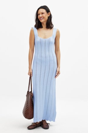 NA-KD - Strikket vid midikjole - Strikkekjoler - Blå - S