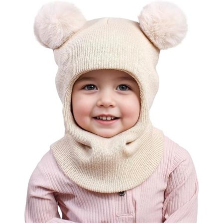 2-i-1 Babyhatt - Hatt og skjerfsett - Vinterhette skjerf - Vindtett barnehatt