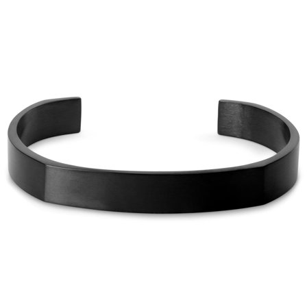 Borstad Svart Manschettarmband för män - Stålarmband