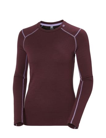 W Lifa Merino Midweight Crew Base Layer Tops Burgunder Helly Hansen*Betinget Tilbud