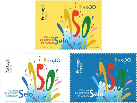 Portugal - 150-året for frimærker - Postfrisk sæt 3v
