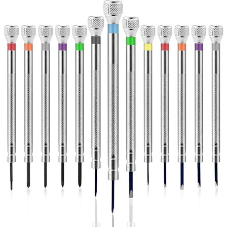 13-delt presisjonsskruesett Mini spor-/Phillips-skrutrekkersett for urmakere Presisjonsmekanisk klokke Laptop Reparasjonsverktøy