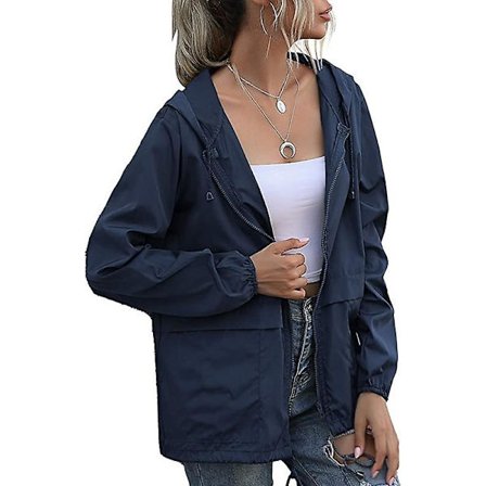 Dame Vanntett Regnsett Lett Regnjakke Hette Vindjakke