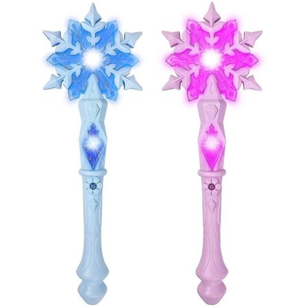 Lys opp frossen snøfnuggstav med lyd magisk leketøy 2 stykker - lager【co】