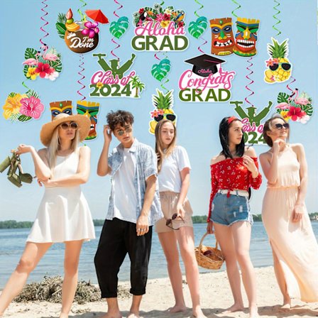 40 st Hawaiian Luau Födelsedagsfest Hängande Virvel Dekorationer, Blomma Tropisk Palm Folie Tak Dekoration För Blommig Tropisk Fest Sommarfest