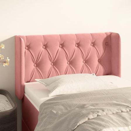 Vidaxl Huvudgavel Med Kanter Rosa 83x16x78/88 Cm Sammet Rosa