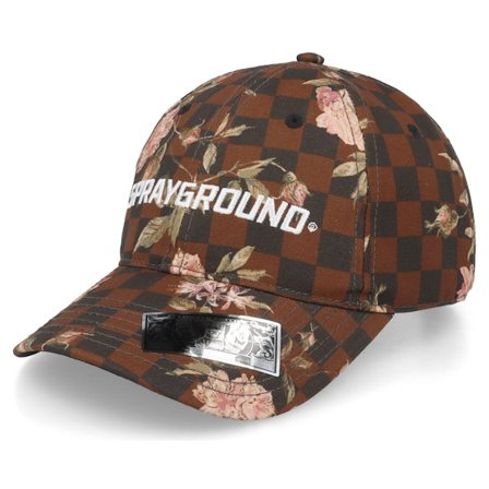 Sprayground - Bruin unconstructed Cap - Check Flower Cap Brown Dad Cap @ Hatstore