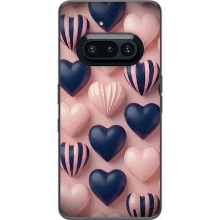 Kompatibelt Mobildeksel til Nothing Phone (3a) Myke tredimensjonale hjerter i rosa og marineblå toner i et romantisk mønster