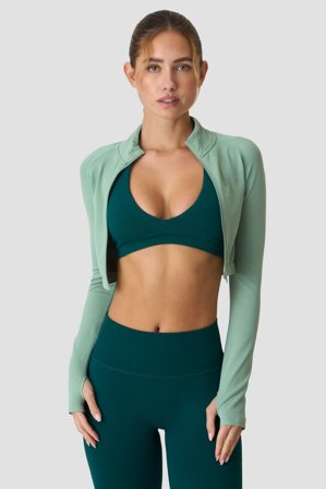 Define Seamless Cropped Zip Jacket Light Moss Green