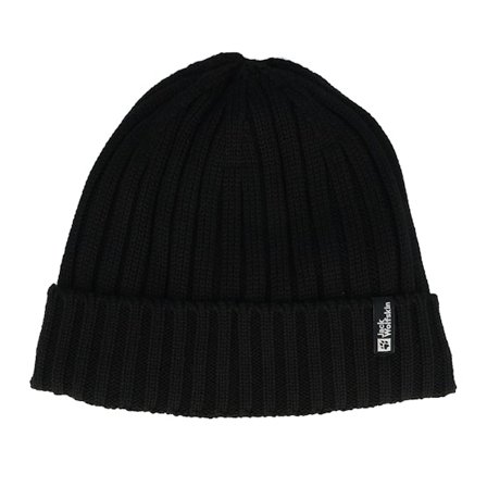 Jack Wolfskin - Noir cuff Bonnet - Rib Knit Beanie Black Cuff @ Hatstore