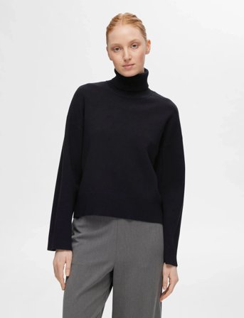 Selected Slfkamma Ls Knit Roll Neck Noos - Black - S