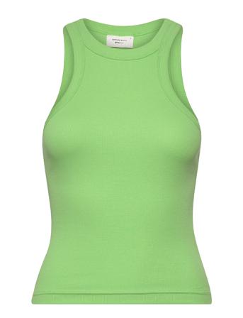 Basic Rib Tank Top Ærmeløs Top Grøn Gina Tricot