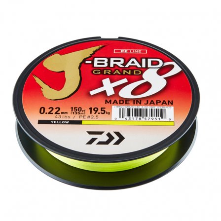 Daiwa J-Braid Grand X8 0.24mm 135m Yellow 40LB