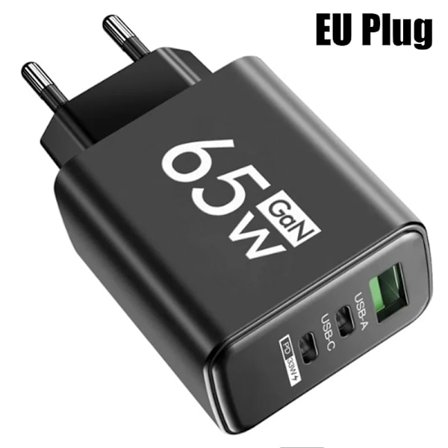 GaN Snabbladdning 65W USB Typ C Laddare EU KR PD 3.0 Snabbladdningsvägg För Telefonadapter För iPhone 15 Xiaomi Huawei Samsung