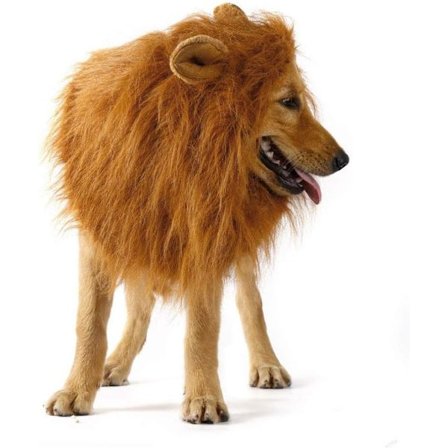 Hundeløvemanke Kostume til Mellemstore til Store Hunde og Katte Justerbar Realistisk Sjov Kæledyrsløvemanke Paryk med Ører Tøj til Halloween Cosplay 