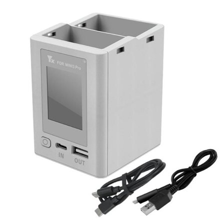 Akkulaturi 2 akkua varten DJI Mini 4 Pro / Mini 3 Pro / Mini 3 värinäytöllä varustettuna