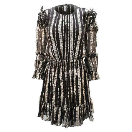 Michael Kors Ruffled Jacquard Mini Dress in Viscose , Zwart , Dames , Maat: S Casual jurken