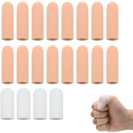 20 fingerspidsbeskyttere - fingerærmer - 16 lyserøde, 4 hvide