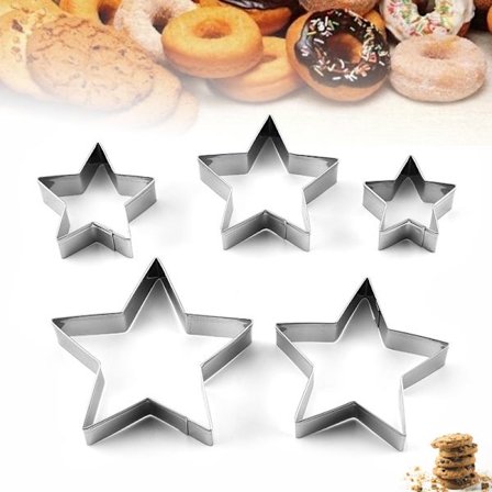 Star Cookie Cutter Set-5 st Rostfritt stål Femuddiga molds Fondantkaka Cookie Cutter Set Bakverksform-för 3d julgran