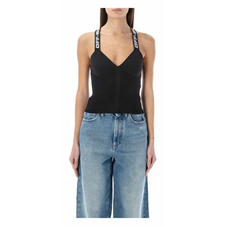 Off White Sleeveless Tops Sort, Dame