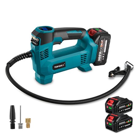 18V Sladdlös Inflator Sladdlös Kompressor Bärbara Kompressorer Elektrisk Luftpump Motorcykelboll Pneumatiskt Verktyg med 2 batterier