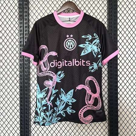 Sesong 2425 F.C. Internazionale Milano Kortarmet Fotballtrøye Hurtigtørkende Pustende Sportsklær