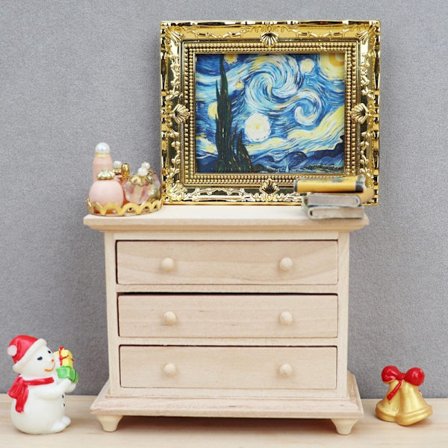 1:12 Dukkehus Miniature Opbevaring Skuffe Skab Skab Sengekant