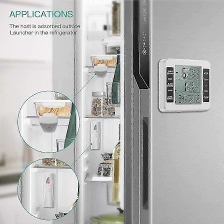 Køleskabstermometer, trådløst køleskabstermometer med 2 sensorer, lydalarm, min/maks, inde/ude termometer til hjemmekøkken restaurant barer Ca