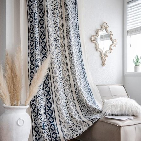 Frynser lysreduserende gardiner Lin tekstur stanglomme gardin w