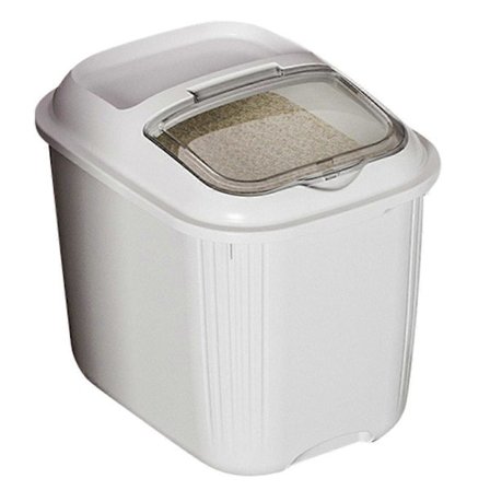 Oppbevaringsbeholdere for ris, matbeholdere, oppbevaring av tørr mat, beholdere for dyrefôr, for frokostblandinger, soyabønner (hvit)