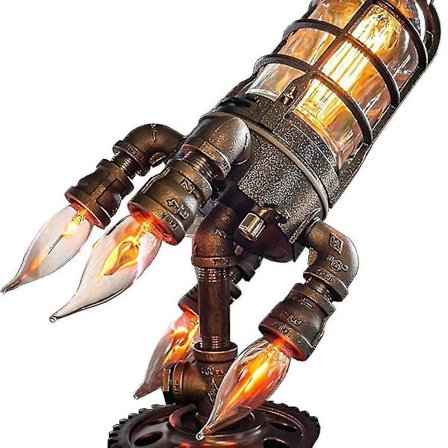 Steampunk Raketlampa med Glödlampor Bordslampa Steampunk Stil Retro Gåvor till Barn